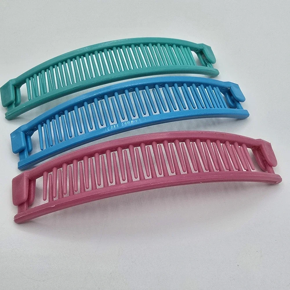 1980's Vintage Banana Hair Clips Combs Lot Of 3